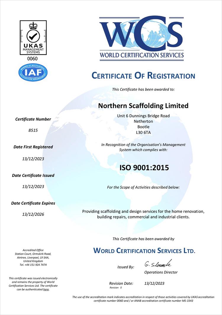 ISO accrediated Scaffolders